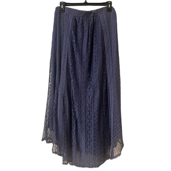 Hazel maxi skirt slate blue lace sz L - Picture 1 of 4